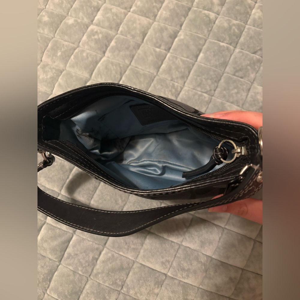 Coach Black Signature Jacquard Shoulder Bag with Silver Hardware small - Picture 8 of 10